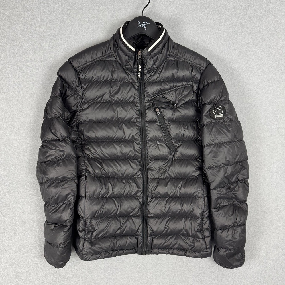 G-Star RAW Men's Black Down Filled Hooded Puffer Jacket Full Zip Size Medium